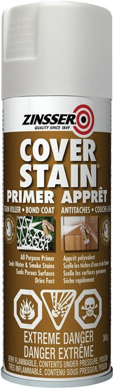 Zinsser Z03618 Primer, 400 sq-ft/gal Coverage Area, Flat, White, 369 g, Aerosol Can